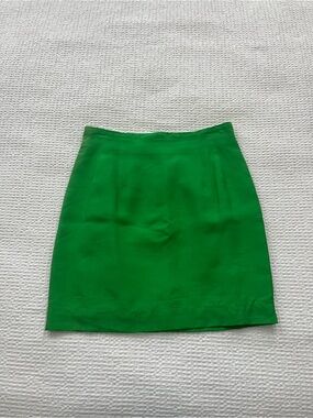 Ann Taylor Vintage Silk Green Straight Mini Skirt